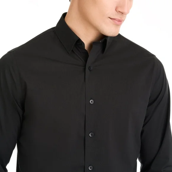 Van Heusen Men's Black Button Down Long Sleeve Shirt - Picture 2 of 8